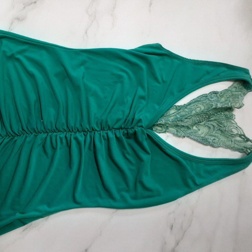 Fredrick's of New York Teal Top (Cinched and Lace)